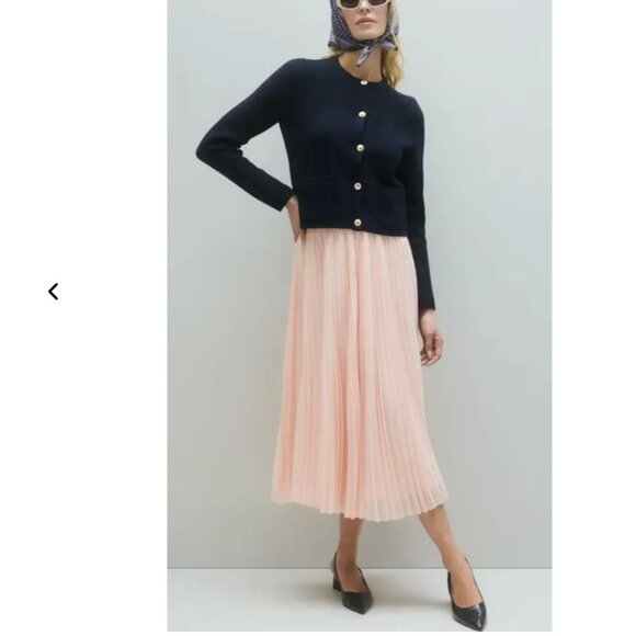 Pink Chiffon Pleated Midi Skirt Size XS - Picture 1 of 7